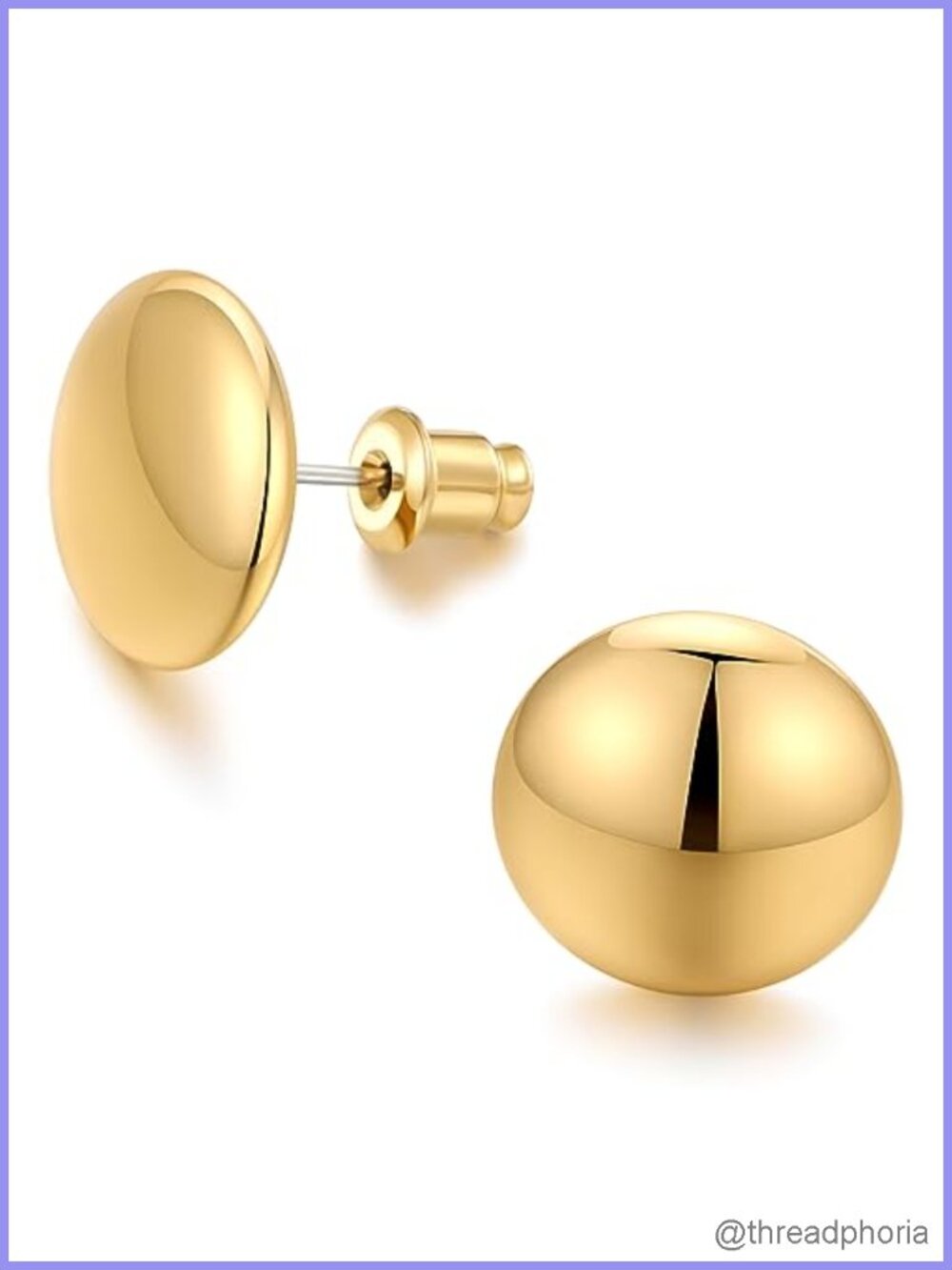 14mm Dot Stud Earrings Brass Push Back Minimalist